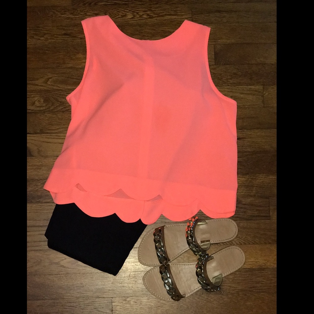 scalloped tank top
